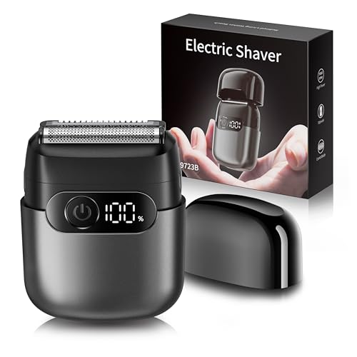 Electric Razor for Men, Foil Shaver and Beard Trimmer | For Dry And Wet,Battery LED Display USB-C Fast Charge, IPX7 Waterproof Portable Travel Shaver (Charcoal Black)