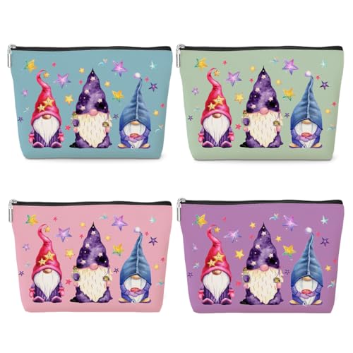 Cute Gnome Star Makeup Bag - 4 Pack Waterproof Cosmetic Bags