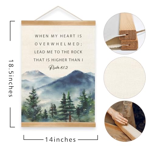 Inspirational Christian Wall Art - Psalm 61:2 Framed Canvas 14x18.5