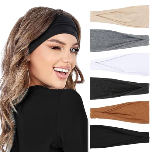 AKTVSHOW Non-Slip Wide Headbands for Women - 6 Pack Yoga & Workout