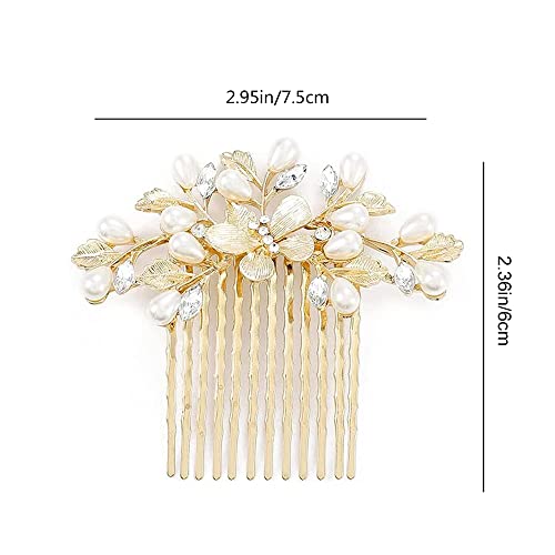 Gold Bridal Hair Comb with Faux Pearls – Elegant Wedding Hair Accessory