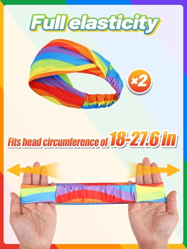 Cosweet Rainbow Flag Headbands - 2 Pack for Pride Events
