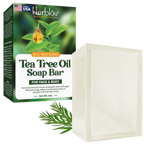 Herblov Tea Tree Oil Soap Bar – 4oz Natural Skin Cleanser
