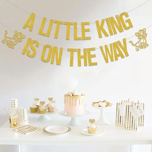 A Little King is on the Way Banner - Lion Baby Shower Decorations