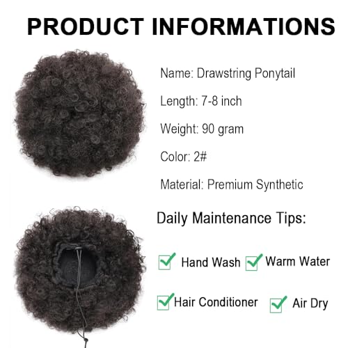 THEMIS HAIR Afro Puff Drawstring Ponytail - Heat-Resistant Curly Extension in Dark Brown