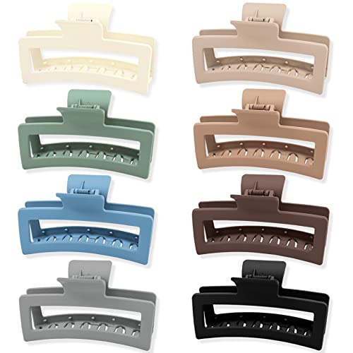 Jelyne 5-Inch Extra Large Square Hair Claw Clips, 8-Pack Matte Jaw Clips