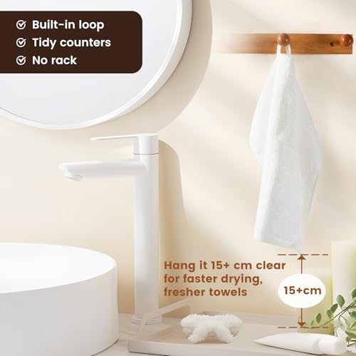SEMAXE 12-Pack Cotton Washcloths with Hanging Loops - Soft White Face Towels