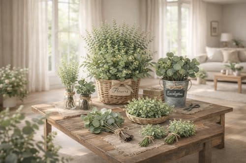 Artificial Eucalyptus Leaves - 130 Stems Faux Greenery for Decor