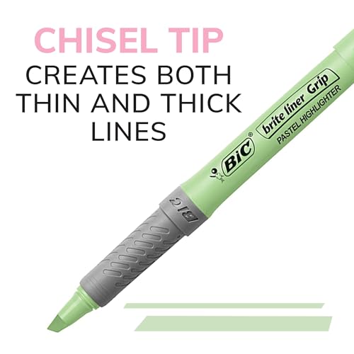 BIC Brite Liner Grip Pastel Highlighters, Chisel Tip, 36-Count Set