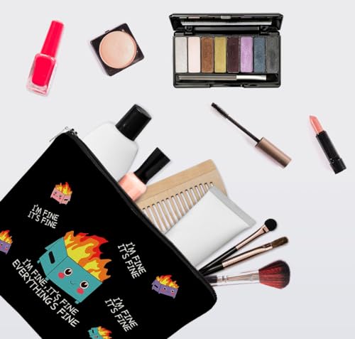 EXUQO Funny Dumpster Fire Small Makeup Bag C - Stylish Cosmetic Pouch for Women & Girls