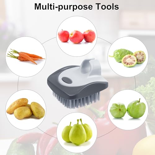 Aodaer Vegetable Brush Set - 2 Silicone & Nylon Scrubbers for Fruits & Veggies