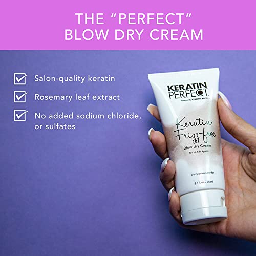 Keratin Perfect KP Frizz-Free Blow-Dry Cream - Anti-Frizz Hair Treatment 2.5oz