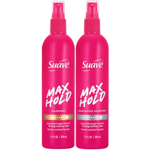 Suave Max Hold Non-Aerosol Hairspray 2-Pack, 11 Fl Oz (Scented & Unscented)