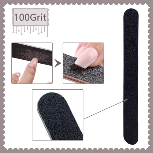 30 Pack Black Emery Boards - Double-Sided Nail Files 100/180 Grit