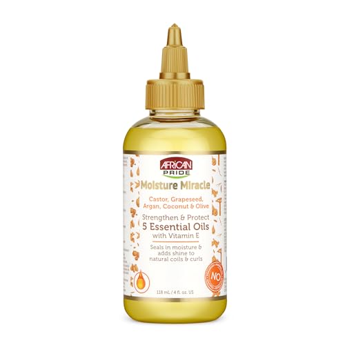 African Pride Moisture Miracle Hair Oil - 5 Essential Oils with Vitamin E, 4 oz