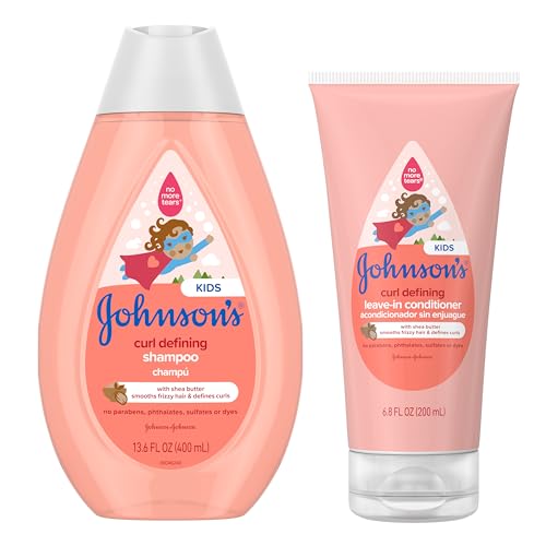 Johnson's Kids Curl-Defining Shampoo & Leave-In Conditioner Bundle - Tear-Free, Shea Butter, 13.6 fl oz + 6.8 fl oz