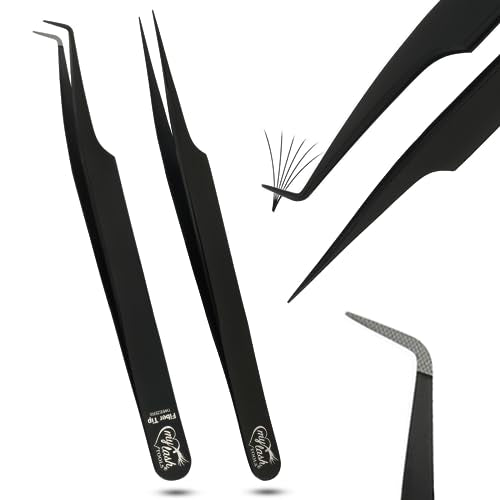 Cross Edge 90 Degree Boot Lash Tweezers for Volume and Classic Extensions