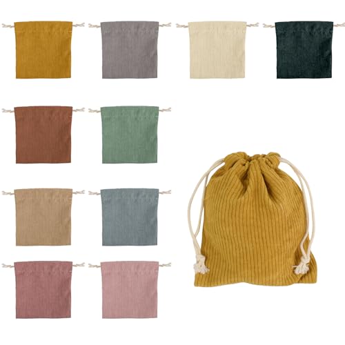 VIOCIWUO Mini Corduroy Drawstring Bag Set of 10 - Portable Cosmetic Storage