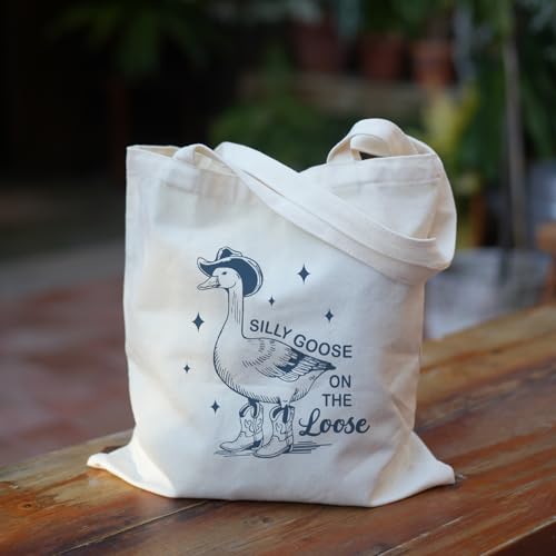 Silly Goose Canvas Tote Bag - Cute Reusable Bag for Goose Lovers
