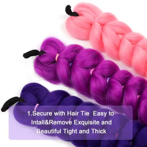 Lianzi 26 Inch Synthetic Purple Braided Ponytail Extensions - Dark Purple