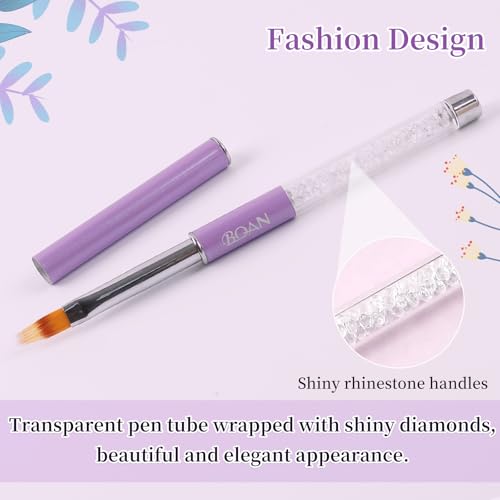 BQAN Ombre Nail Brush - Gradient Gel Art Tool with Rhinestone Handle