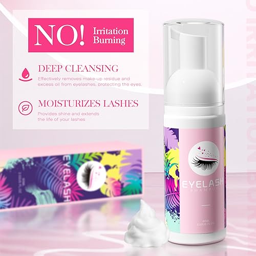 Setgnur Eyelash Extension Shampoo Kit - 60ml Cleanser with Brushes