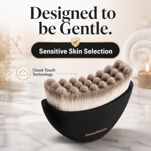 AmaraMemira Lymphatic Face Brush & Stainless Steel Gua Sha Set