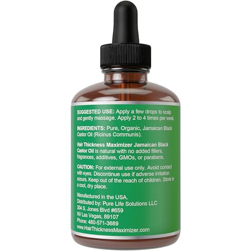 Hair Thickness Maximizer Jamaican Black Castor Oil 2oz - Organic Vegan Hair Growth Treatment