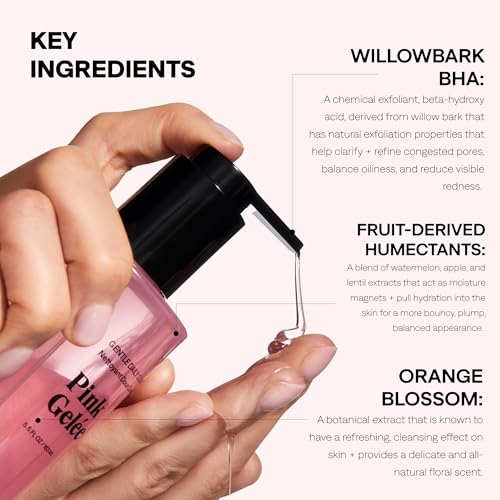 Provence Beauty Pink Gelée Daily Face Cleanser - Gentle Hydrating Gel Wash with Willowbark BHA & Orange Blossom - 5.5 fl oz