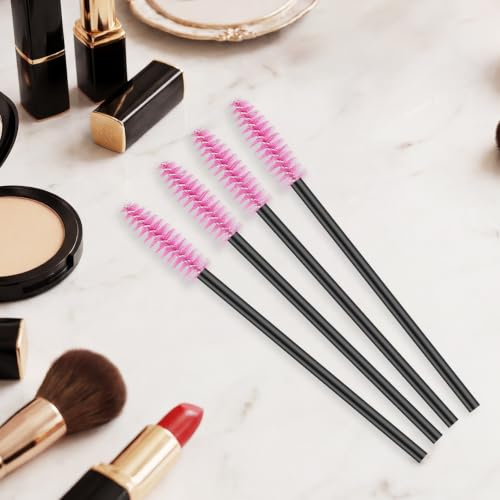300 Pcs Disposable Eyelash Brush Applicators - Pink Mascara Wands