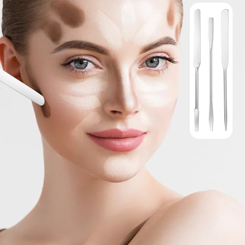 JJUNW 3-Piece Stainless Steel Makeup Spatula Set for Even Application