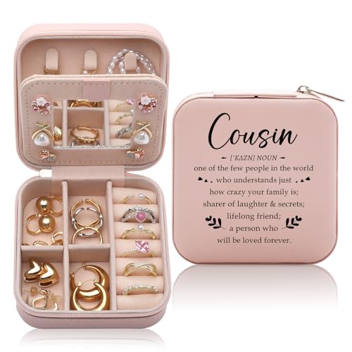 Travel Jewelry Box for Women - Stylish Cousin Gift, Compact Organizer