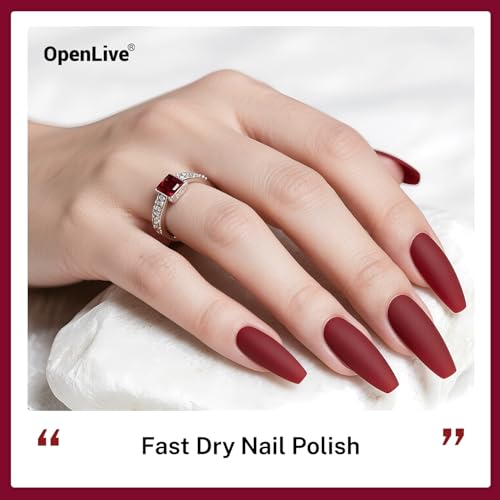 OpenLive Dark Red Quick Dry Nail Polish - 16.5ml Long-lasting Gloss
