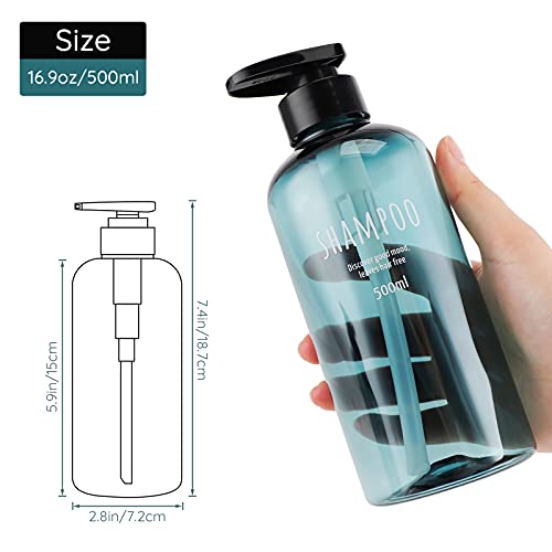 Segbeauty 16oz Shampoo Bottles with Pump - 3 Pack Blue