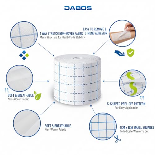 DABOS Stretch Adhesive Bandage Wrap, 4" x 11 Yard Breathable Medical Tape