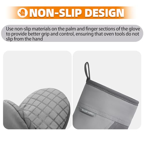 HULOSAN Mini Oven Mitts - 500°F Heat Resistant Kitchen Gloves