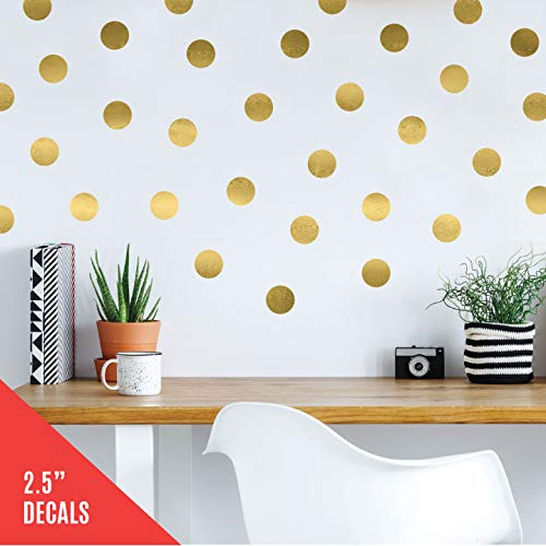 Metallic Gold Dot Vinyl Wall Decal Set - 144 Count, 2.5"