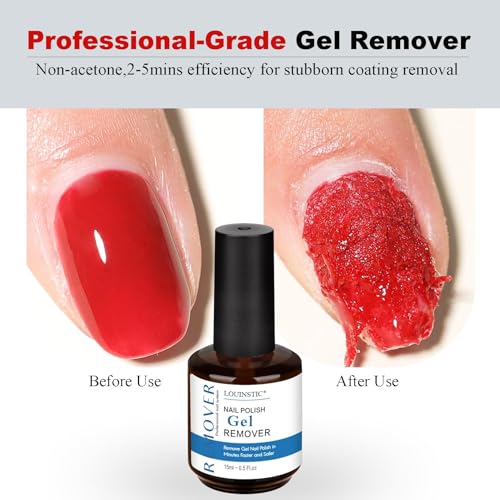 Louinstic Gel Nail Polish Remover - Fast 2-5 Min, Acetone-Free, Gentle & Effortless