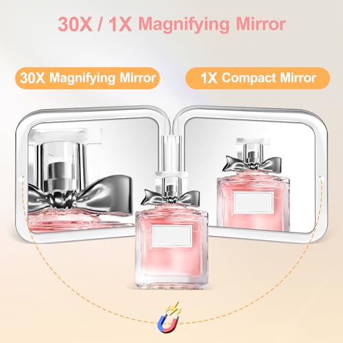 MIYADIVA Gold Compact Mirror with 30X Magnification and Tweezers – Travel Makeup & Pocket Mirror