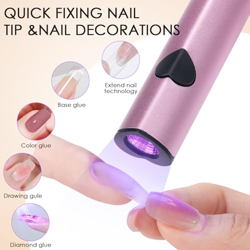 Linssy Pink 10W Handheld UV Light for Gel Nails - USB Rechargeable Mini Lamp