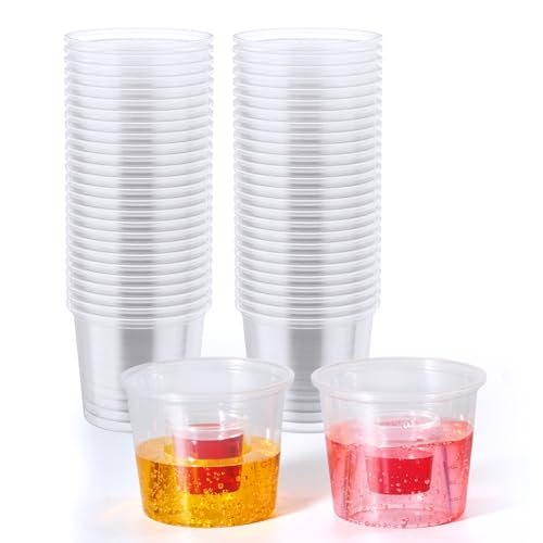 JOLLY CHEF 60 Disposable Bomber Cups - 4oz Clear Plastic Shot Glasses