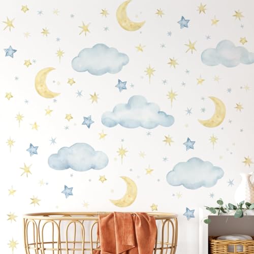Cloud and Moon Wall Decals for Nursery | Peel and Stick Sky Decor