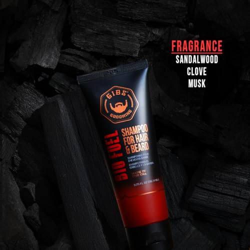 GIBS Bio Fuel Shampoo for Hair & Beard - Moisturizing Travel Size 3.25oz