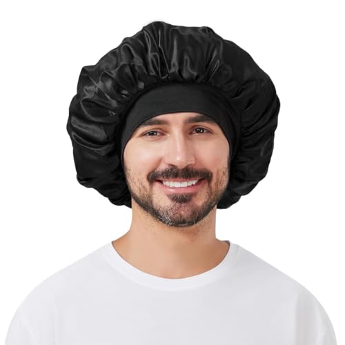 Satin Silk Bonnet for Men - Sleep Cap with Wide Band