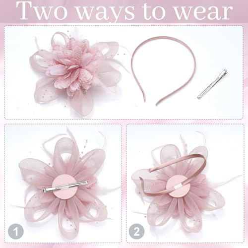Elegant Women's Fascinator Hat with Lace Gloves for Tea Parties