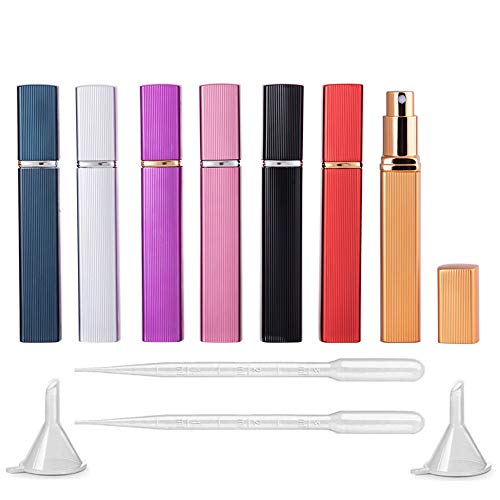7-Piece Refillable Perfume Atomizer Set - 12ml Travel Spray Bottles