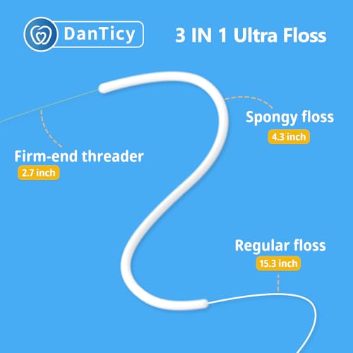 DanTicy 80-Count 3-in-1 Floss Threader for Braces, Bridges & Implants