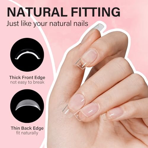 AILLSA Gel Nail Tips Kit Short Square 240pcs with Matte Square-Half Variation