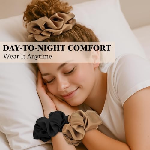 NatureKess XL Mulberry Silk Scrunchie - Anti-Breakage Hair Tie for Sleeping