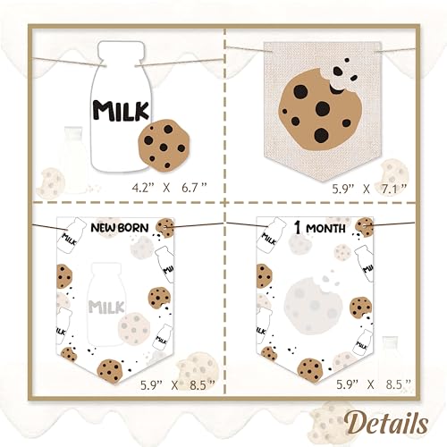 Milk and Cookies First Birthday Photo Banner Set with High Chair Banner